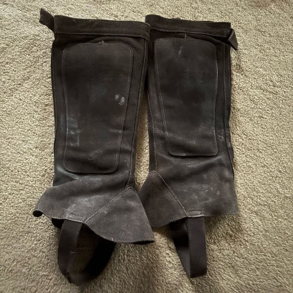 Brown Suede Kids Equestrian Half Chaps *Read*